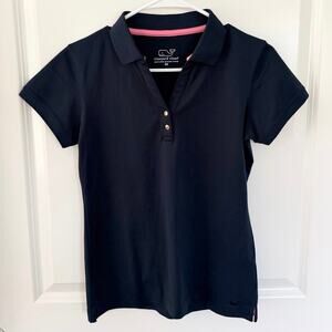 Vineyard Vines Athletic Snap Button Preppy Polo Shirt Navy Blue XS